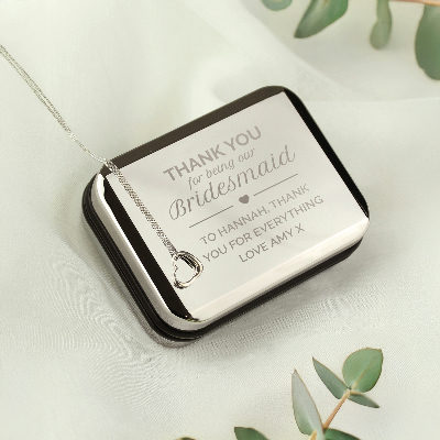 Personalised Bridesmaid Box and Sterling Silver Heart Necklace
