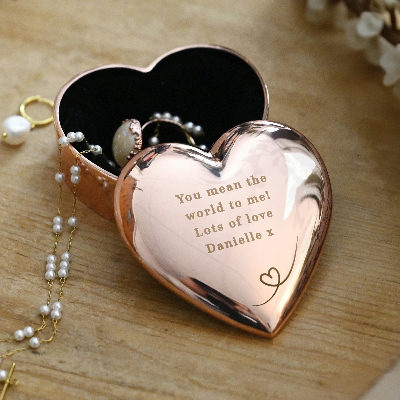 Personalised Rose Gold Heart Trinket Box