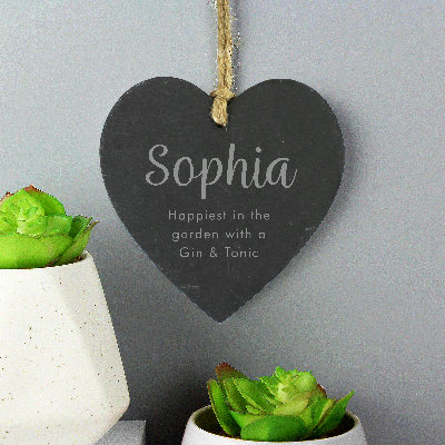 Personalised Free Text Slate Heart Decoration