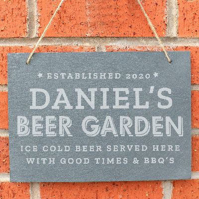 Personalised Beer Garden Hanging Large Slate Sign