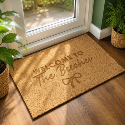 Personalised Bow Rectangle Indoor Doormat