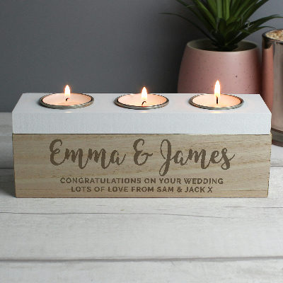 Personalised Free Text Triple Tea Light Box