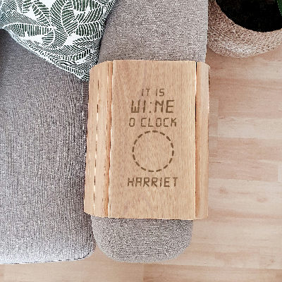 Personalised Its Wine O'Clock Wooden Sofa Tray