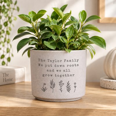 Personalised Floral Flecked Plant Pot