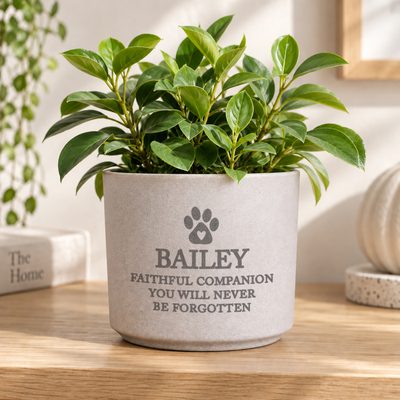 Personalised Pet Memorial Flecked Plant Pot