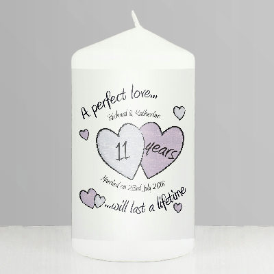 Personalised A Perfect Love Anniversary Pillar Candle