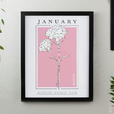 Personalised Birth Flower Black Poster Frame
