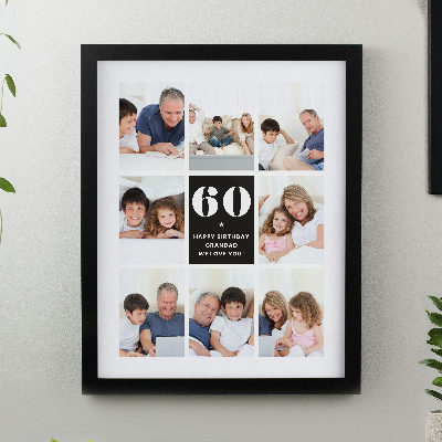 Personalised Big Number Multi Photo Upload Black Poster Frame