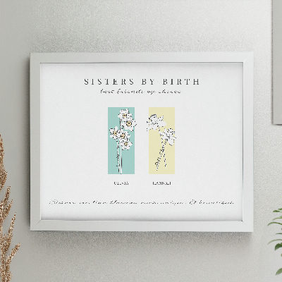 Personalised Birth Flower Family of 2 White Framed Print