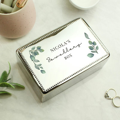 Personalised Botanical Rectangular Jewellery Box