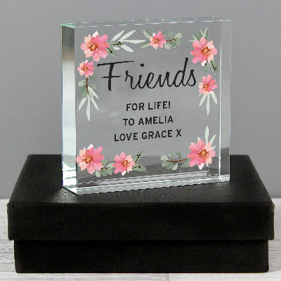 Personalised Floral Sentimental  Crystal Token