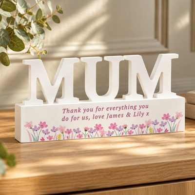 Personalised Floral Wooden Mum Ornament