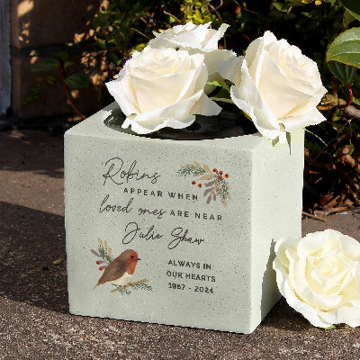 Personalised Robins Appear Memorial Vase