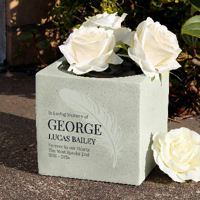 Personalised Feather Memorial Vase