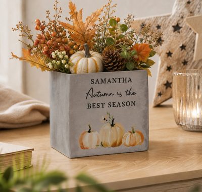Personalised Pumpkin Concrete Plant Pot